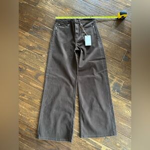 NWT Quince Bella Stretch Wide Leg Jeans Coffee Brown Pants 28